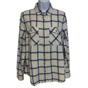 J.Crew Cream Plaid Button Down Shirt Womens Size 8
